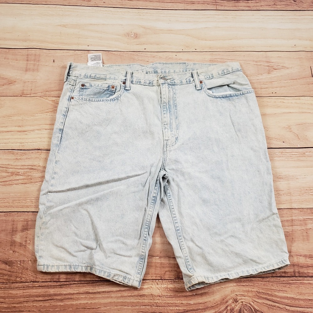 Levis 502 Shorts Mens 40 Blue Denim Outdoors Light Wash Jean Workwear Adult A5*